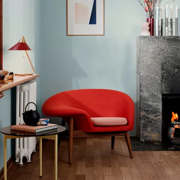 Fried Egg fåtölj - tyg canvas 134 grey melange, oljade teakben - Warm Nordic
