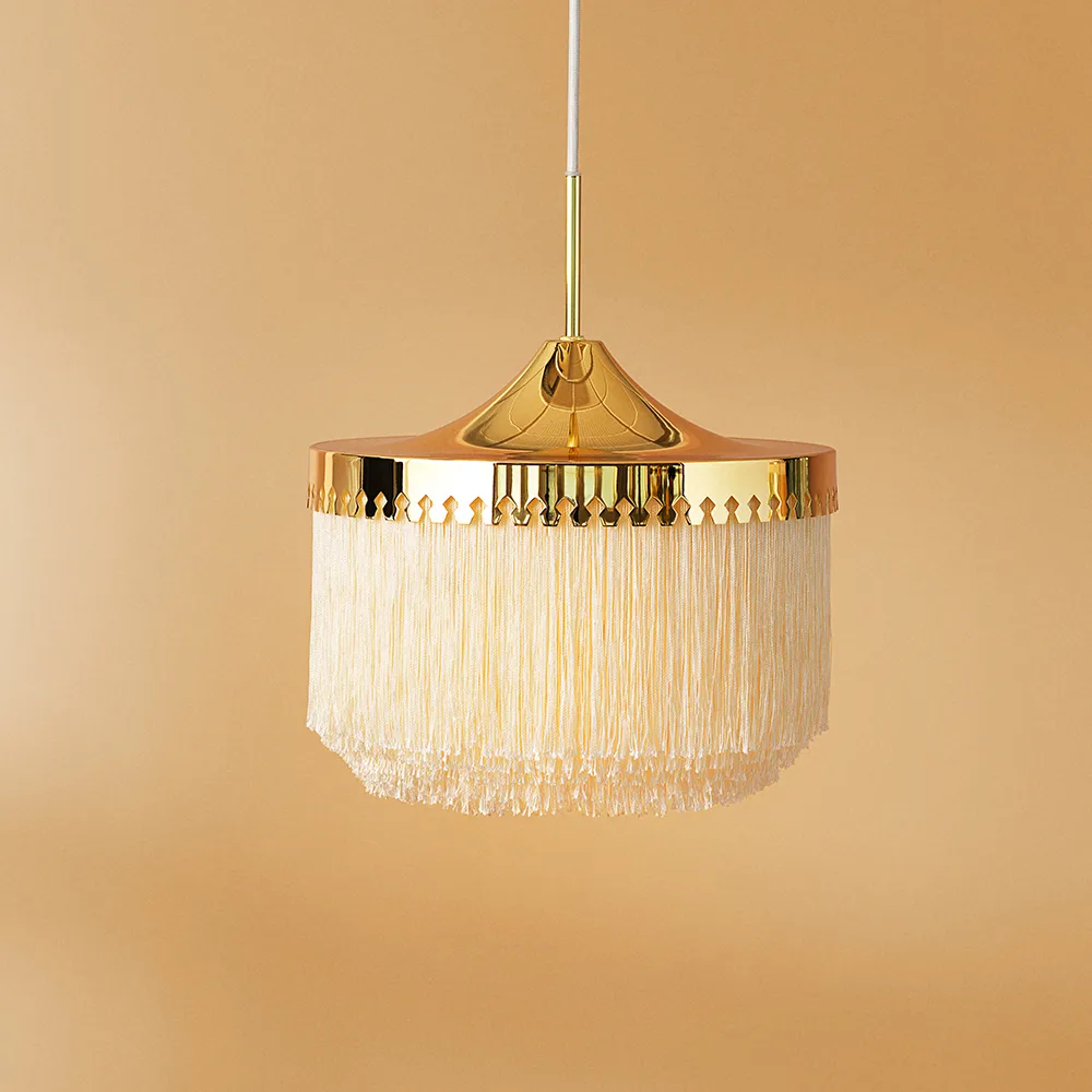 Fringe pendel, cream white, stor Warm Nordic
