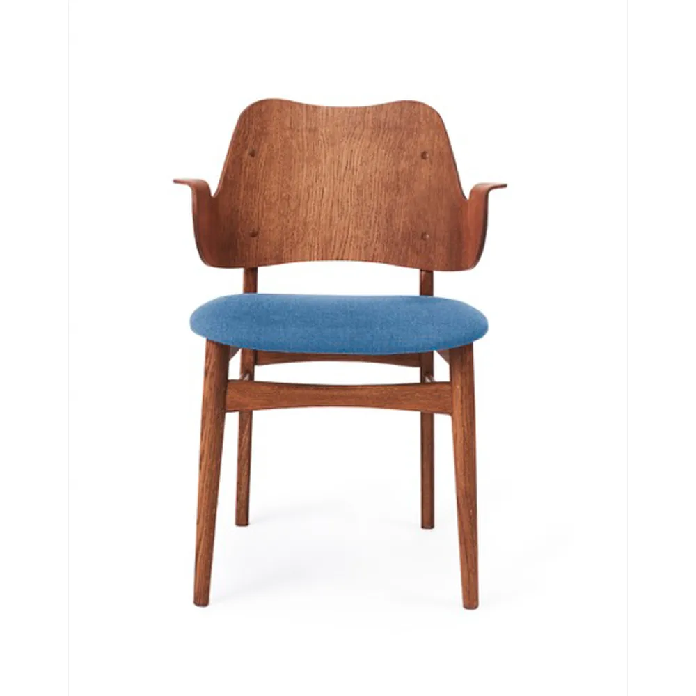 Gesture stol, klädd sits, Sea blue-teakoljat ekstativ Warm Nordic