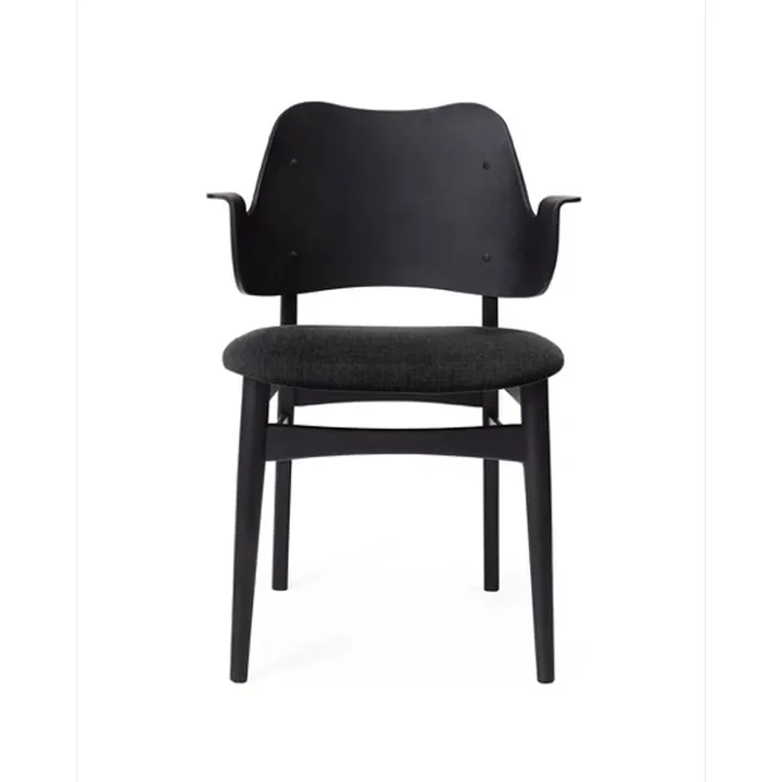 Gesture stol, klädd sits - tyg anthracite, svartlackat bokstativ - Warm Nordic
