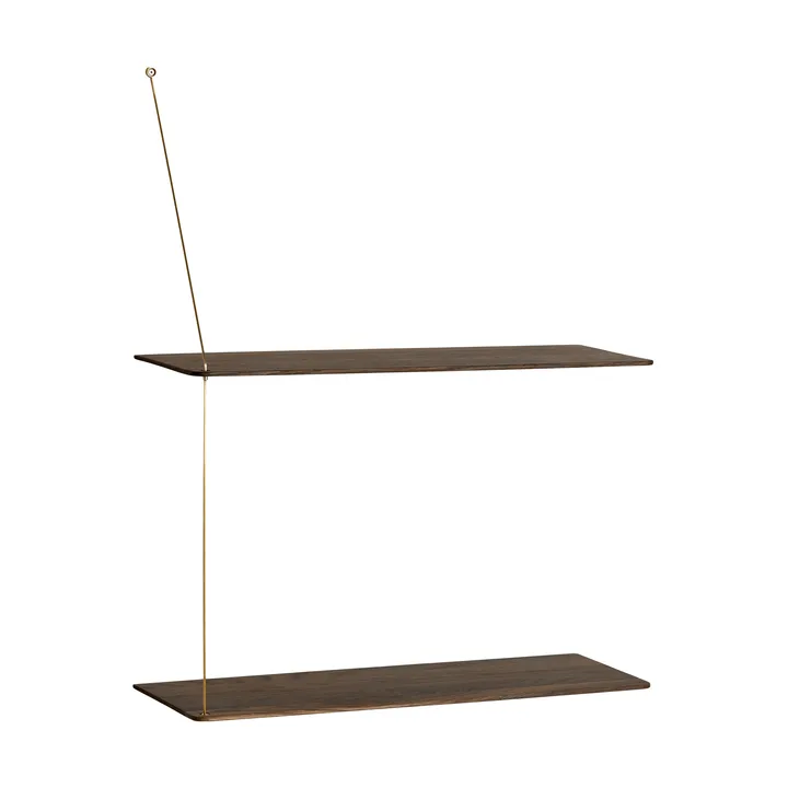 Stedge hylla - Rökt ek-mässing, 60 cm, 2 hyllplan - Woud