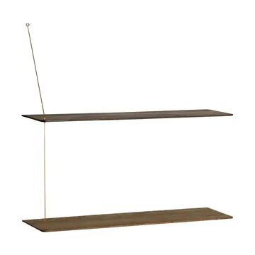 Stedge hylla - Rökt ek-mässing, 80 cm, 2 hyllplan - Woud