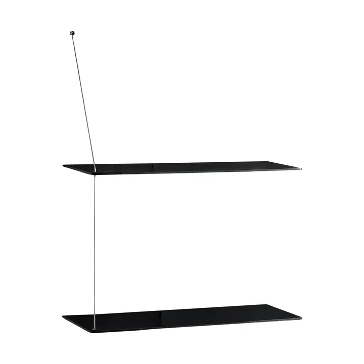 Stedge hylla - Svart ek-borstat stål, 60 cm, 2 hyllplan - Woud