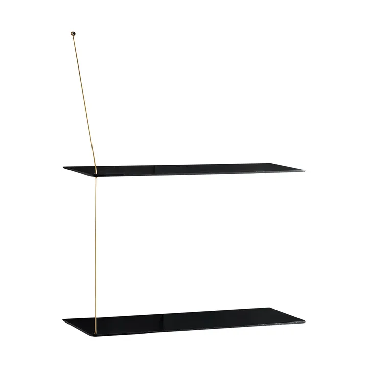 Stedge hylla - Svart ek-mässing, 60 cm, 2 hyllplan - Woud