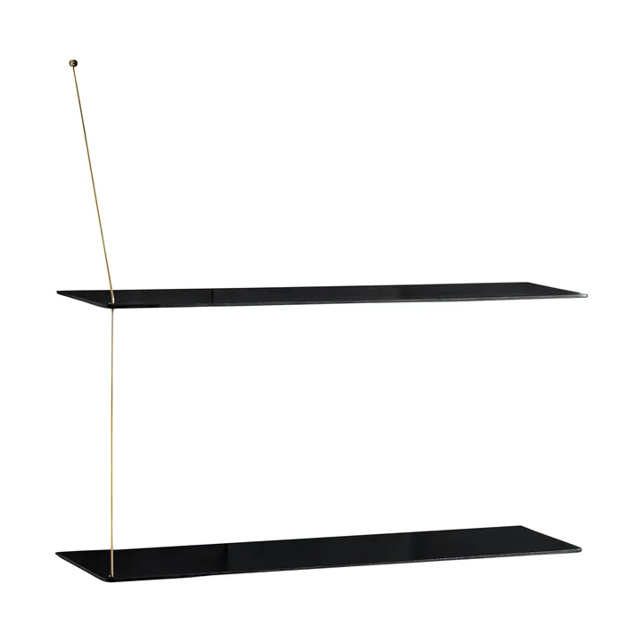 Stedge hylla - Svart ek-mässing, 80 cm, 2 hyllplan - Woud