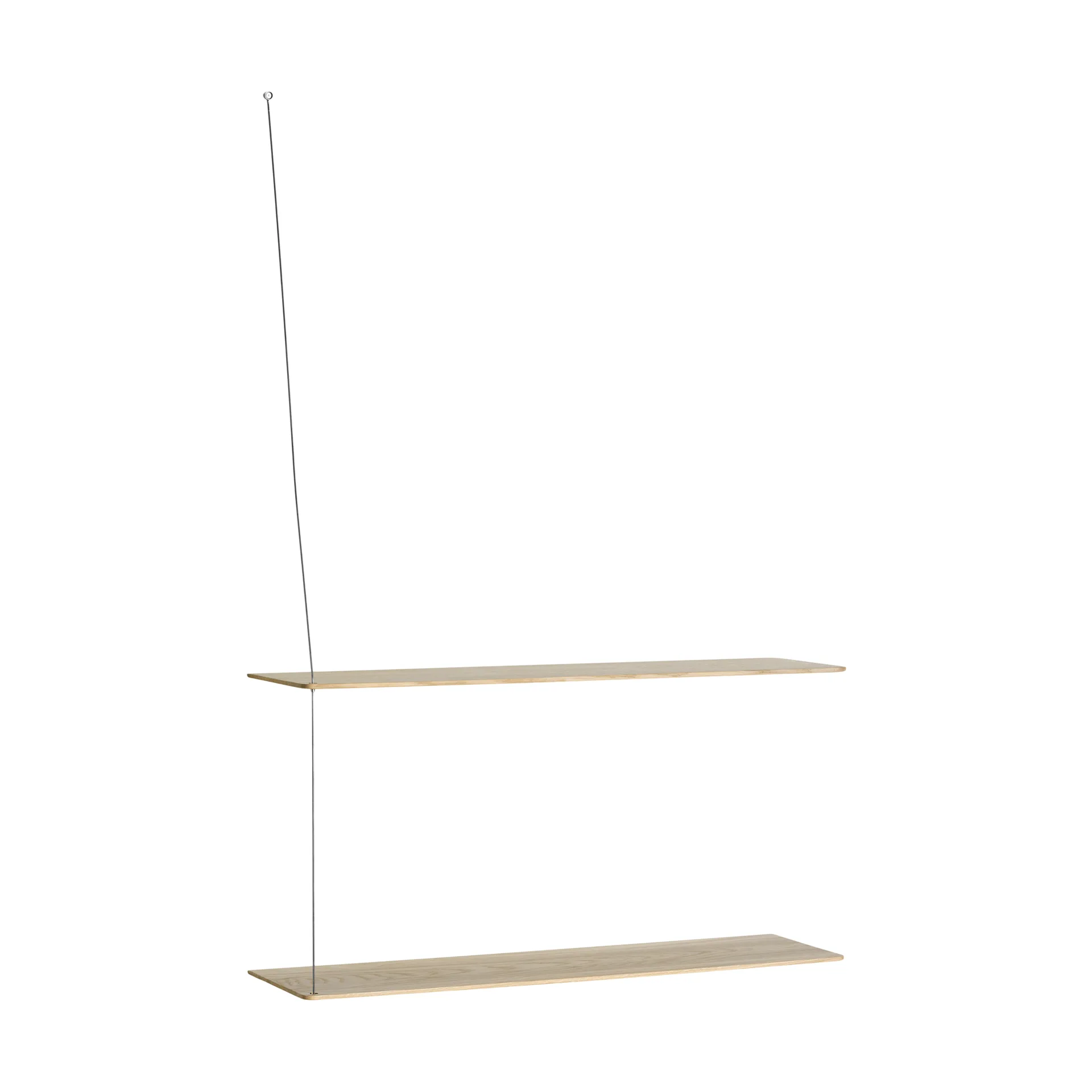 Stedge hylla, Vitpig. ek-borstat stål, 80 cm, 2 hyllplan Woud