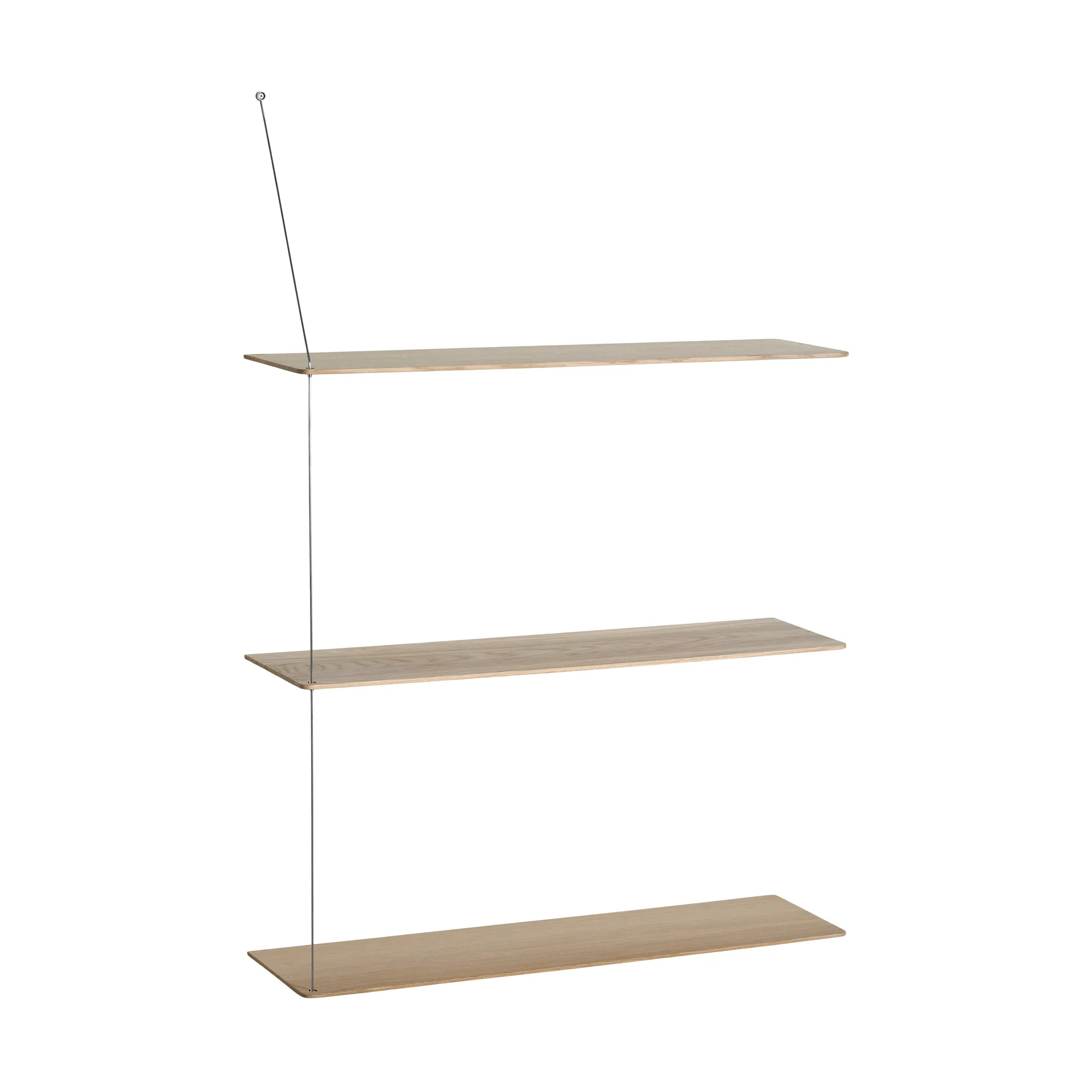 Stedge hylla, Vitpig. ek-borstat stål, 80 cm, 3 hyllplan Woud