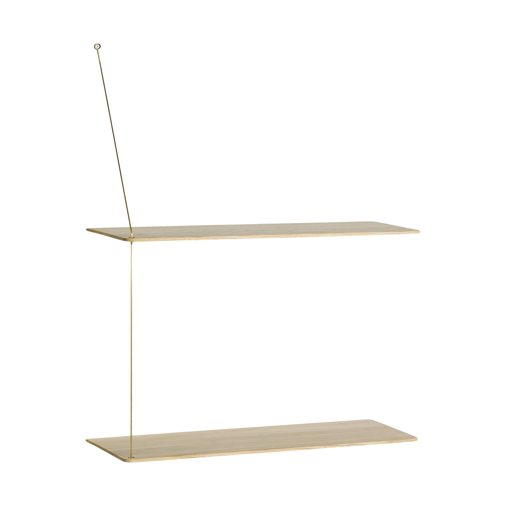Stedge hylla, Vitpig ek-mässing, 60 cm, 2 hyllplan Woud