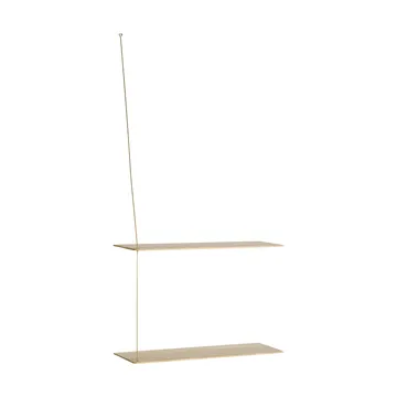 Stedge hylla - Vitpig ek-mässing, 60 cm, 2 hyllplan - Woud