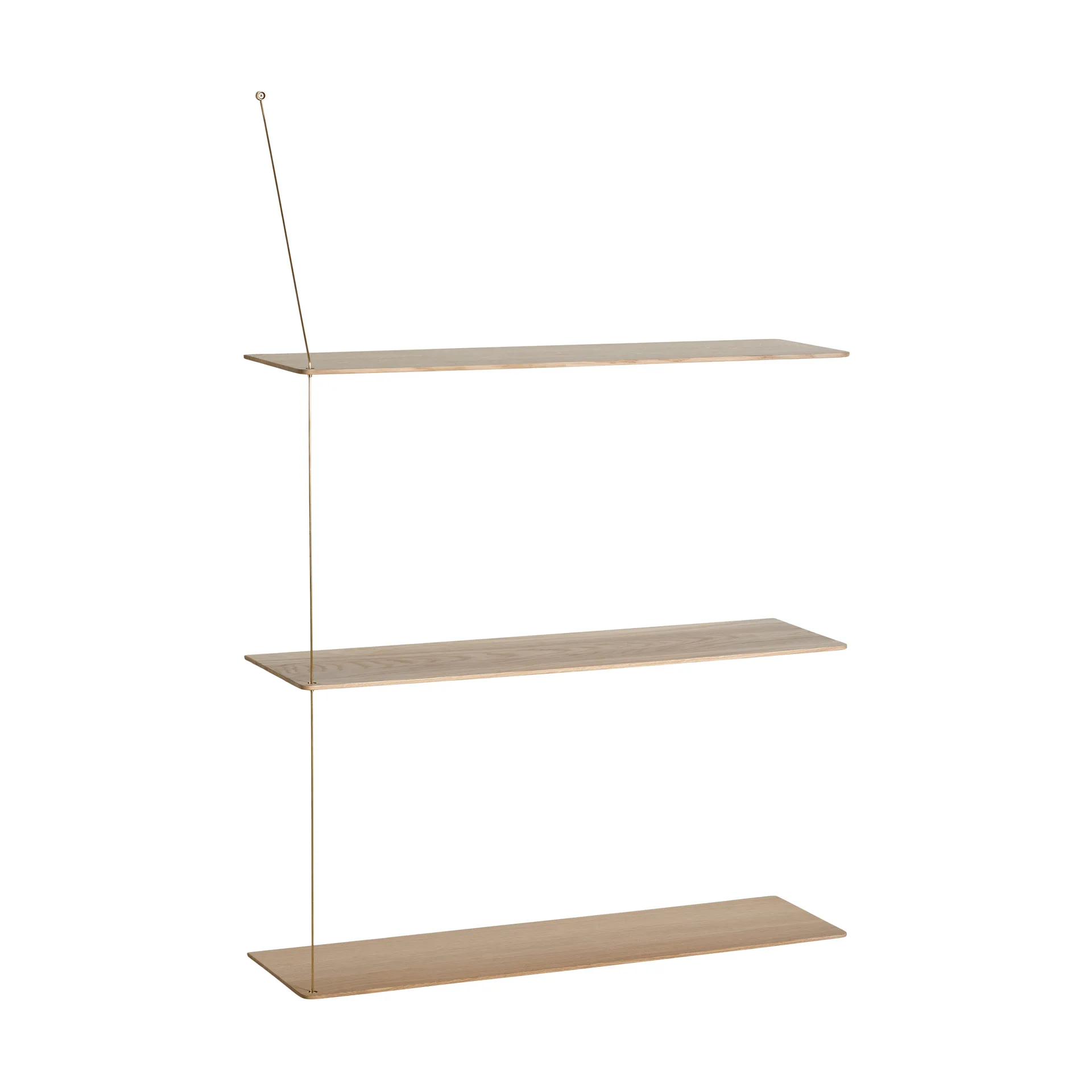 Stedge hylla, Vitpig. ek-mässing, 80 cm, 3 hyllplan Woud