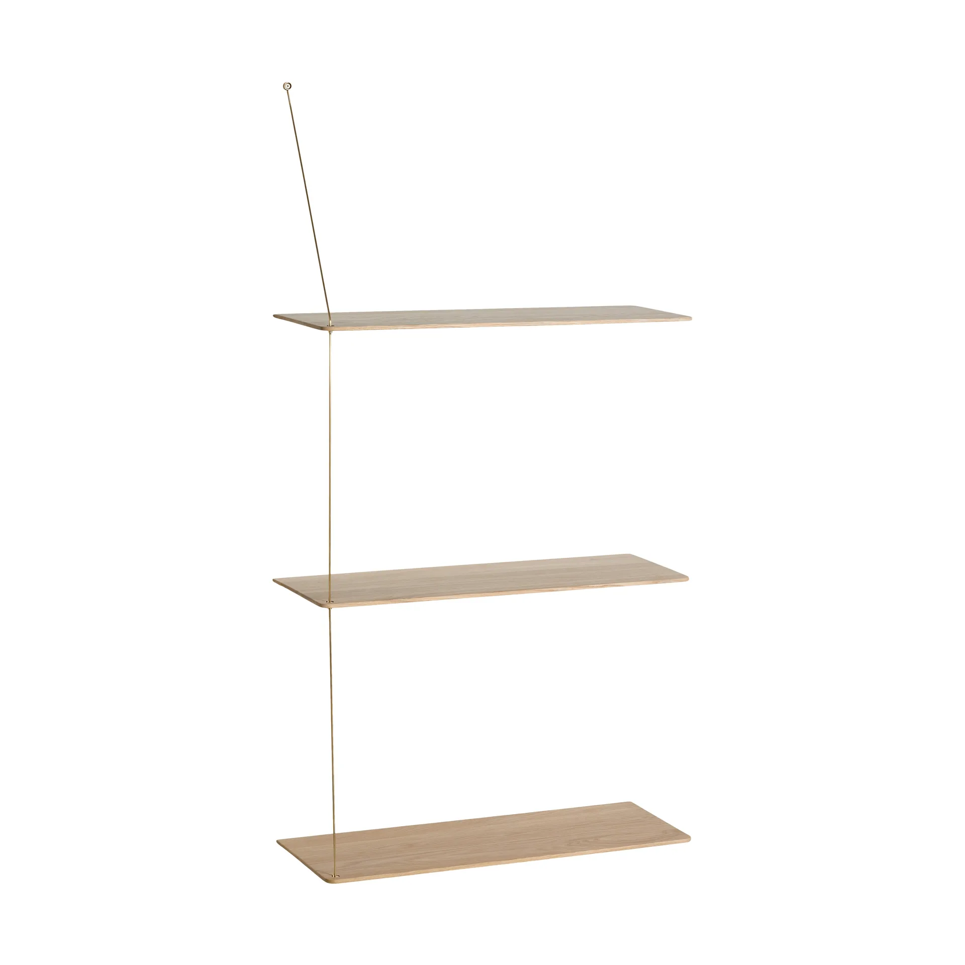 Stedge hylla, Vitpigmenterad ek-mässing, 60 cm, 3 hyllplan Woud