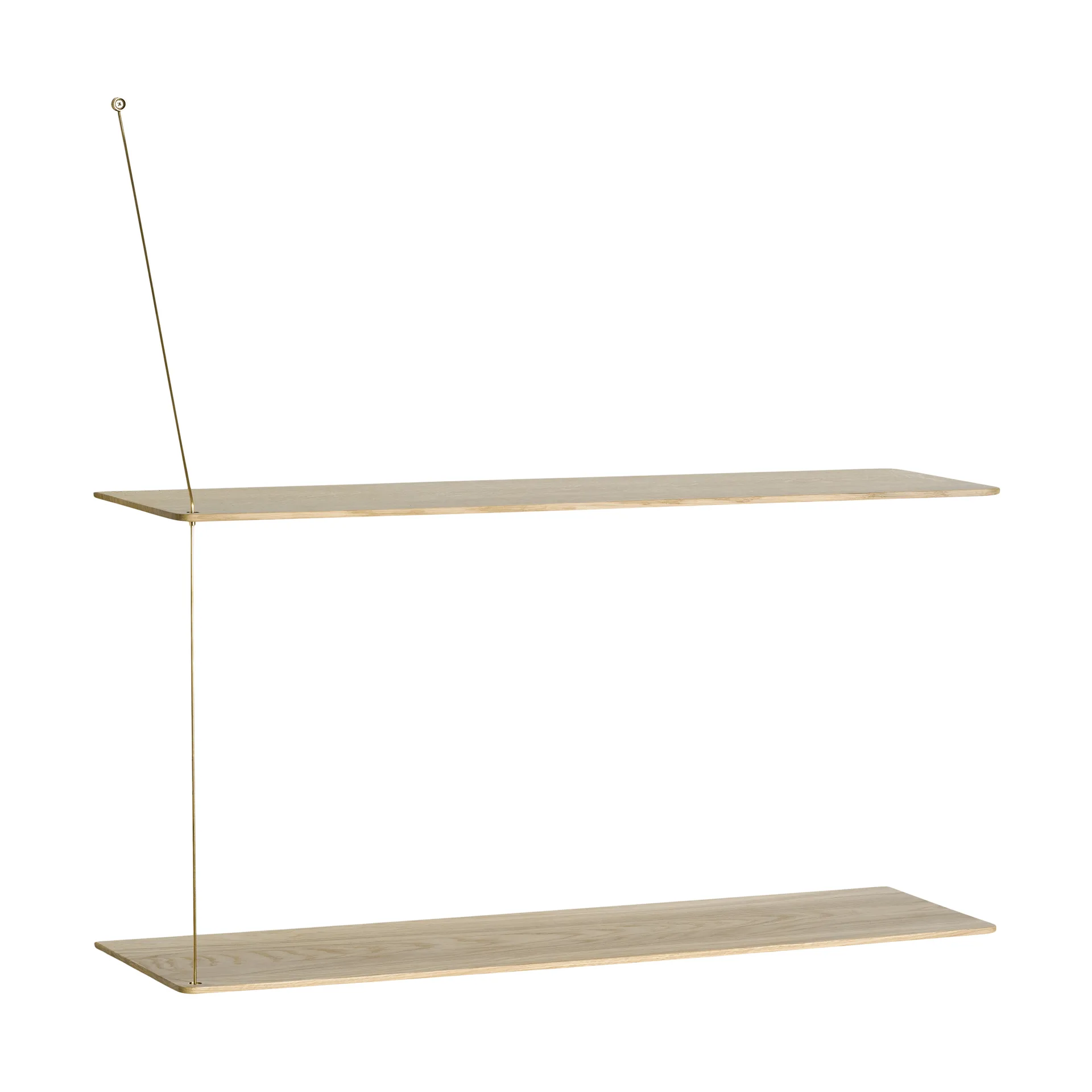 Stedge hylla, Vitpigmenterad ek-mässing, 80 cm, 2 hyllplan Woud