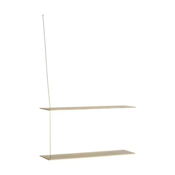 Stedge hylla - Vitpigmenterad ek-mässing, 80 cm, 2 hyllplan - Woud