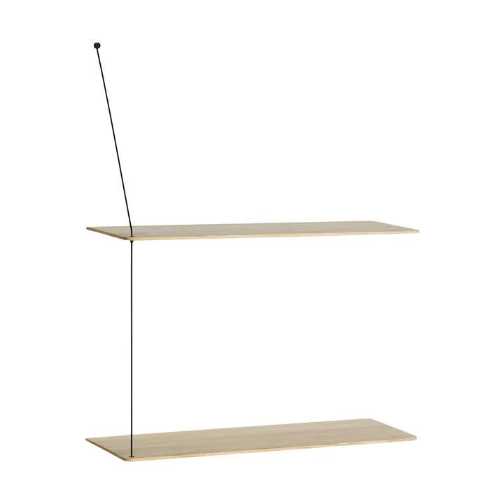 Stedge hylla - Vitpigmenterad ek-svart, 2 hyllplan, 60 cm - Woud