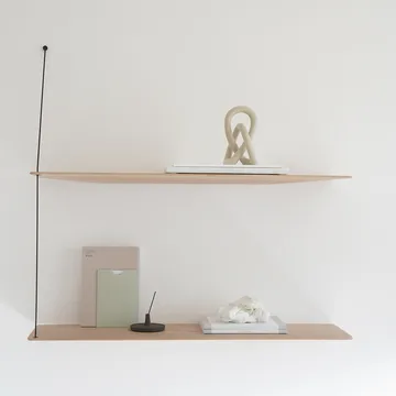 Stedge hylla - Vitpigmenterad ek-svart, 80 cm, 2 hyllplan - Woud