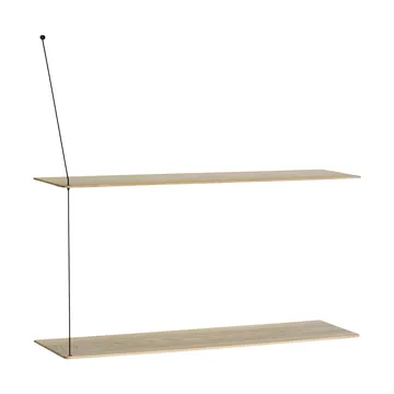 Stedge hylla - Vitpigmenterad ek-svart, 80 cm, 2 hyllplan - Woud