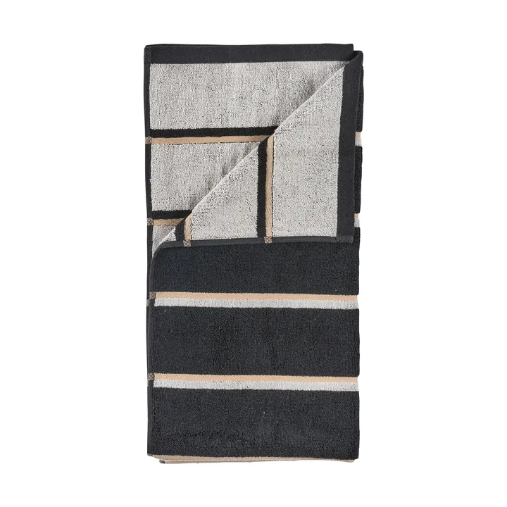 Sauna Handduk - Black-soft grey-camel, 70x140 cm - Zone Denmark