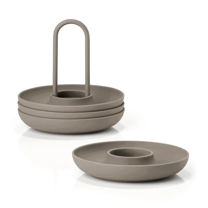 Singles äggkopp 4-pack med hållare - Taupe - Zone Denmark